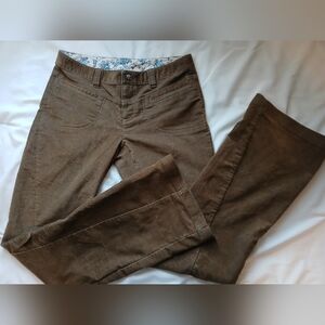 Women's Athleta Corduroy Dipper Green Pants Size 6T Cargo Bootcut Low-Rise